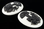 30mm x 40mm Black and White Skeleton Cameo #FPD102-General Bead