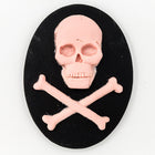 30mm x 40mm Pink and Black Jolly Roger Cameo #FPD103-General Bead