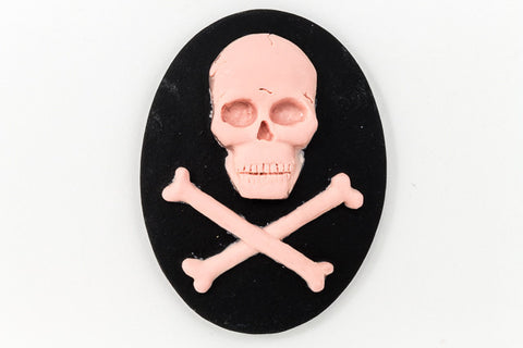 30mm x 40mm Pink and Black Jolly Roger Cameo #FPD103-General Bead