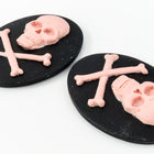 30mm x 40mm Pink and Black Jolly Roger Cameo #FPD103-General Bead