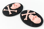30mm x 40mm Pink and Black Jolly Roger Cameo #FPD103-General Bead
