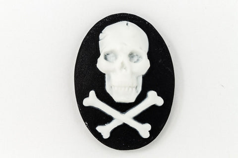 18mm x 25mm White and Black Jolly Roger Cameo #FPE103-General Bead