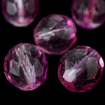 10mm Crystal/Fuchsia Two Tone Fire Polished Bead (25 Pcs) #FPX006-General Bead