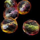 10mm Pink/Yellow Two Tone Fire Polished Bead (25 Pcs) #FPX009-General Bead