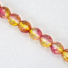 10mm Pink/Yellow Two Tone Fire Polished Bead (25 Pcs) #FPX009-General Bead