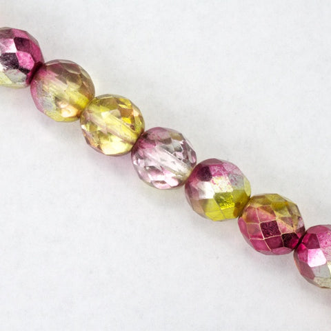 10mm Metallic Pink/Yellow Two Tone Fire Polished Bead (25 Pcs) #FPX012-General Bead