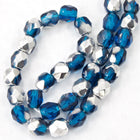 4mm Dark Aqua/Silver Fire Polished Bead-General Bead