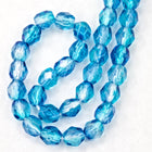 4mm Aqua/Sapphire Two Tone Fire Polished Bead-General Bead
