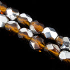 4mm Dark Topaz/Silver Fire Polished Bead-General Bead