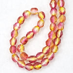 4mm Pink/Yellow Two Tone Fire Polished Bead-General Bead
