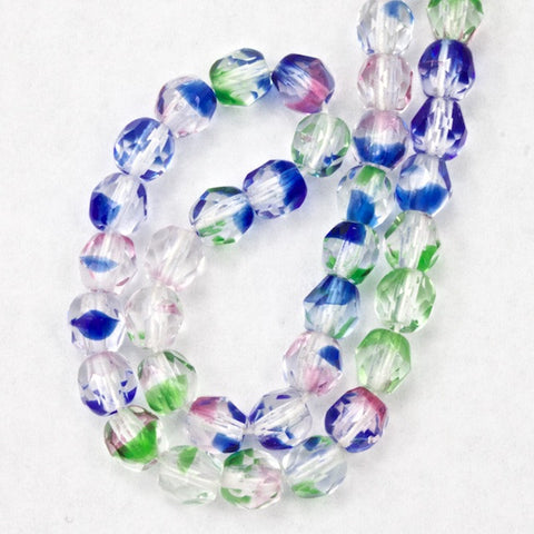 4mm Crystal/Pink/Blue/Green Swirl Fire Polished Bead-General Bead