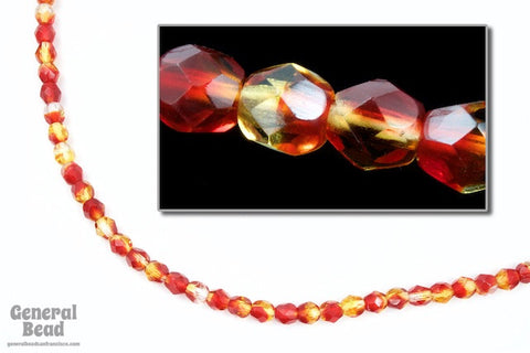 4mm Red/Yellow Two Tone Fire Polished Bead-General Bead