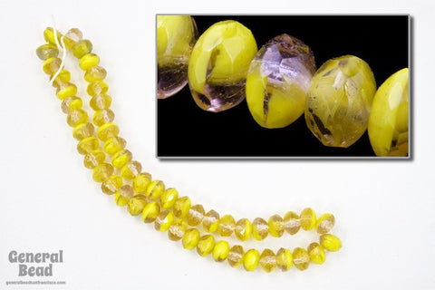 5mm Crystal/Yellow Two Tone Fire Polished Rondelle Strand-General Bead