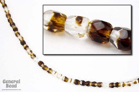 4mm Crystal/Brown Two Tone Fire Polished Bead-General Bead