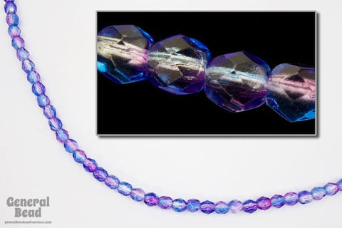 4mm Sapphire/Purple Two Tone Fire Polished Bead-General Bead