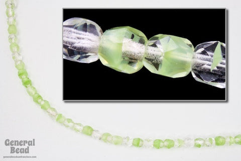 4mm Crystal/Lime Two Tone Fire Polished Bead-General Bead
