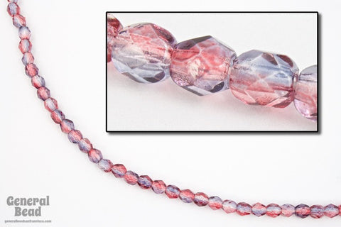 4mm Pink/Grey Two Tone Fire Polished Bead-General Bead
