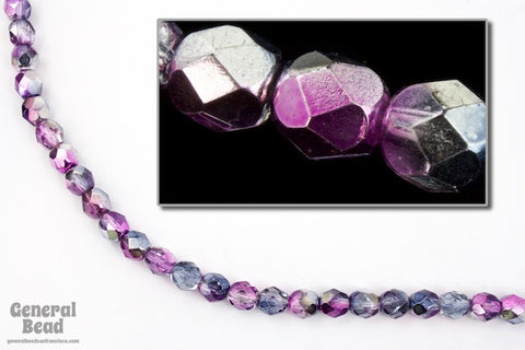 6mm Metallic Lavender/Purple Two Tone Fire Polished Bead-General Bead