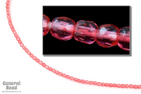 3mm Transparent Rose Fire Polished Bead-General Bead