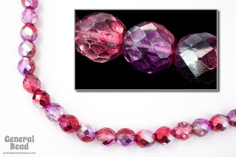 10mm Metallic Amethyst/Pink Two Tone Fire Polished Bead-General Bead