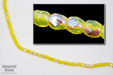 3mm Transparent Opal Yellow AB Fire Polished Bead-General Bead