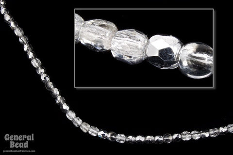 3mm Crystal/Silver Fire Polished Bead-General Bead