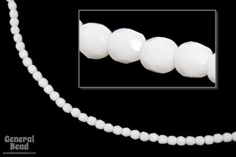 3mm Opaque White Fire Polished Bead-General Bead