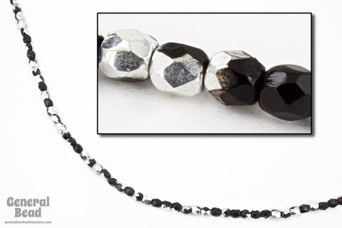 3mm Black/Silver Fire Polished Bead-General Bead