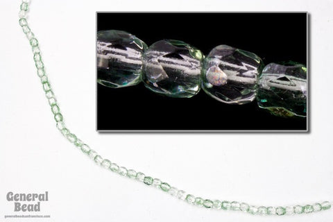 3mm Crystal/Sage Two Tone Fire Polished Bead-General Bead