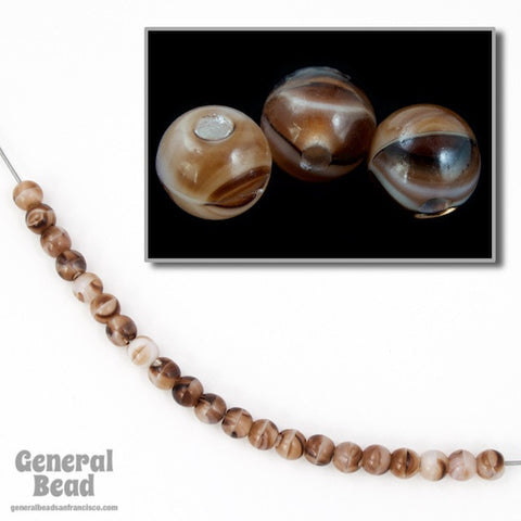 4mm Agate Mahogany Druk Bead #GAB051-General Bead