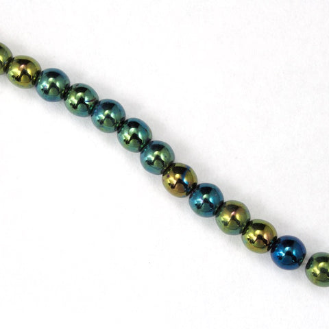 10mm Metallic Green Iris Druk Bead (300 Pcs) #GAG062