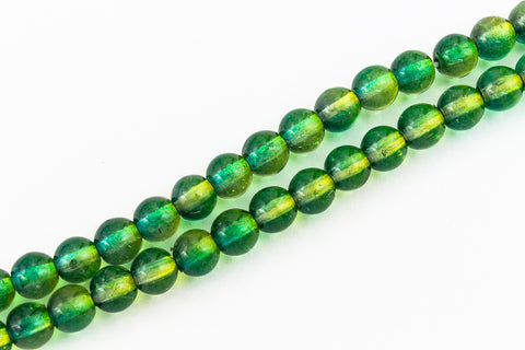 8mm Two Tone Green/Yellow Druk Bead (25 Pcs) #GAF112-General Bead