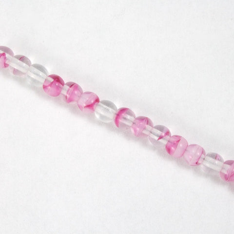 4mm Transparent Crystal/Rose Swirl Druk Bead #GAB168-General Bead