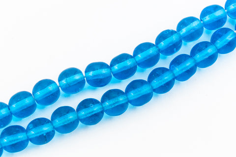 6mm Transparent Dark Aqua Druk Bead #GAD019-General Bead