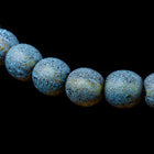6mm Transparent Dark Amber/Turquoise Etched Druk Bead (30 Pcs) #GAE001-General Bead