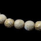 6mm Opaque Beige/Gold Etched Druk Bead (30 Pcs) #GAE003-General Bead