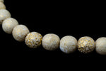 6mm Opaque Beige/Gold Etched Druk Bead (30 Pcs) #GAE003-General Bead