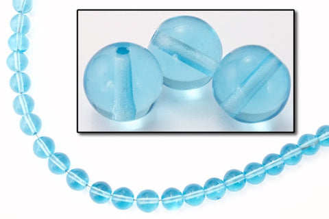 8mm Transparent Light Aqua Druk Bead #GAF035-General Bead