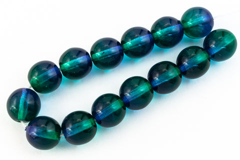 8mm Two Tone Blue/Green Druk Bead (25 Pcs) #GAF111-General Bead