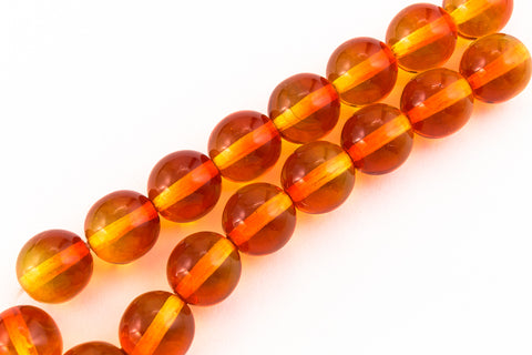 8mm Two Tone Orange/Yellow Druk Bead (25 Pcs) #GAF114-General Bead