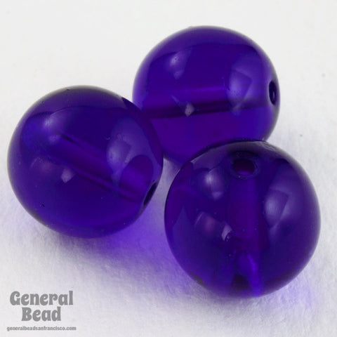 10mm Transparent Cobalt Druk Bead #GAG007-General Bead