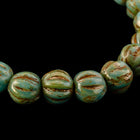 5mm Blue Turquoise Picasso Melon Bead (25 Pcs) #GAX312-General Bead