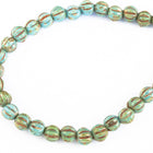 5mm Blue Turquoise Picasso Melon Bead (25 Pcs) #GAX312-General Bead