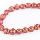 6mm Gold Wash Rose Melon Bead (25 Pcs) #GAX109-General Bead