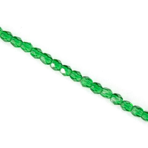 3mm Transparent Emerald Fire Polished Bead-General Bead