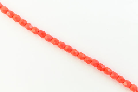 3mm Opaque Coral Fire Polished Bead (50 Pcs) #GBA053-General Bead