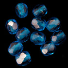 4mm Transparent Capri Blue Fire Polished Bead-General Bead