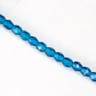 4mm Transparent Capri Blue Fire Polished Bead-General Bead
