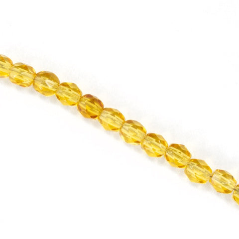 4mm Transparent Topaz Fire Polished Bead-General Bead