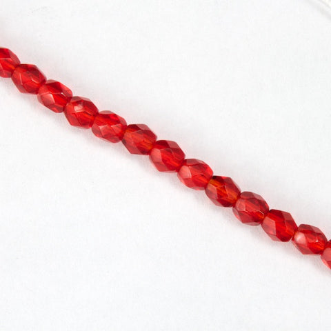 4mm Transparent Siam Fire Polished Bead-General Bead